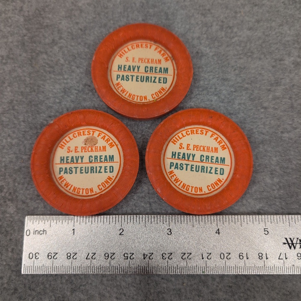 Lot of 3 Vintage Hillcrest Farm SE Peckham Heavy Cream Pasteurized Dairy Round - Picture 4 of 4
